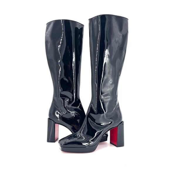 NEW Christian Louboutin Alleo 90 Patent Knee High Platform Boots 41 - Picture 2 of 9